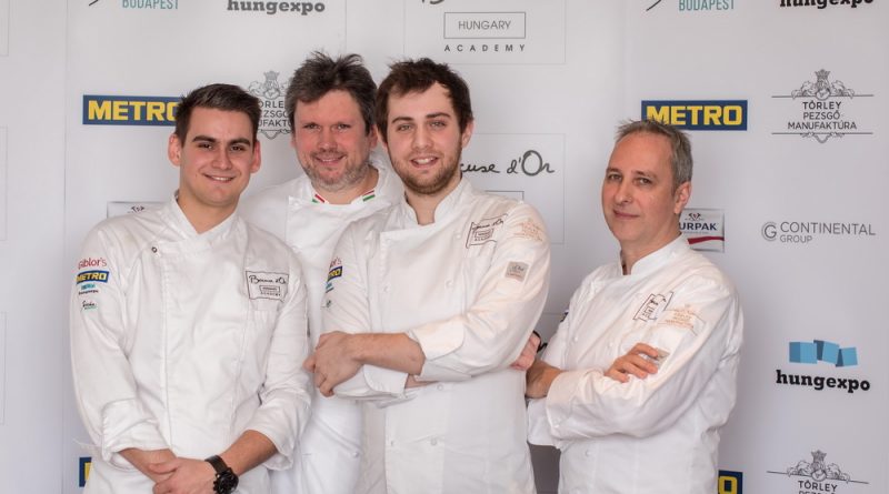 Pohner Ádám, Csillag Richárd, Hamvas Zoltán és Segal Viktor a magyar Bocuse d'Or csapat a 2019-es lyoni versenyre készülve. GasztroMagazin 2019.