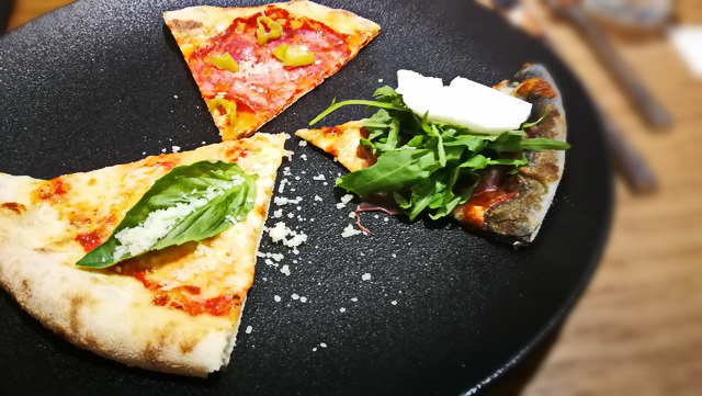 Pizzaválogatás: Margherita, fekete Na'Pasta, kamut Diavola