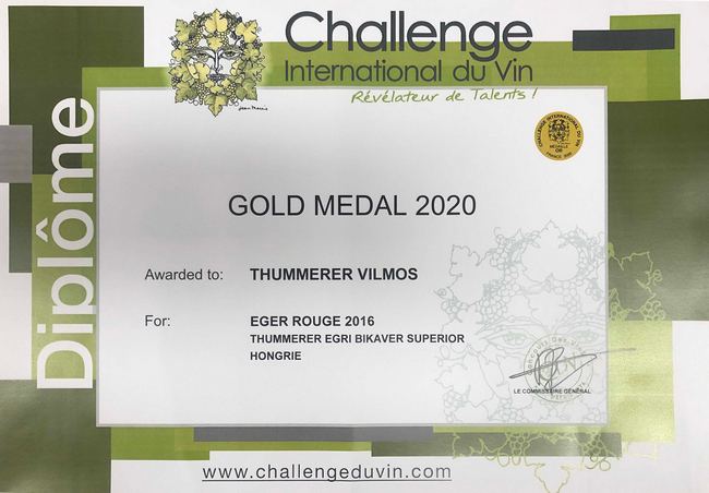 Thummerer Egri Bikavér superior, a Grand Challenge du Vin egyik aranyérmese 2020-ban. GasztroMagazin 2020.